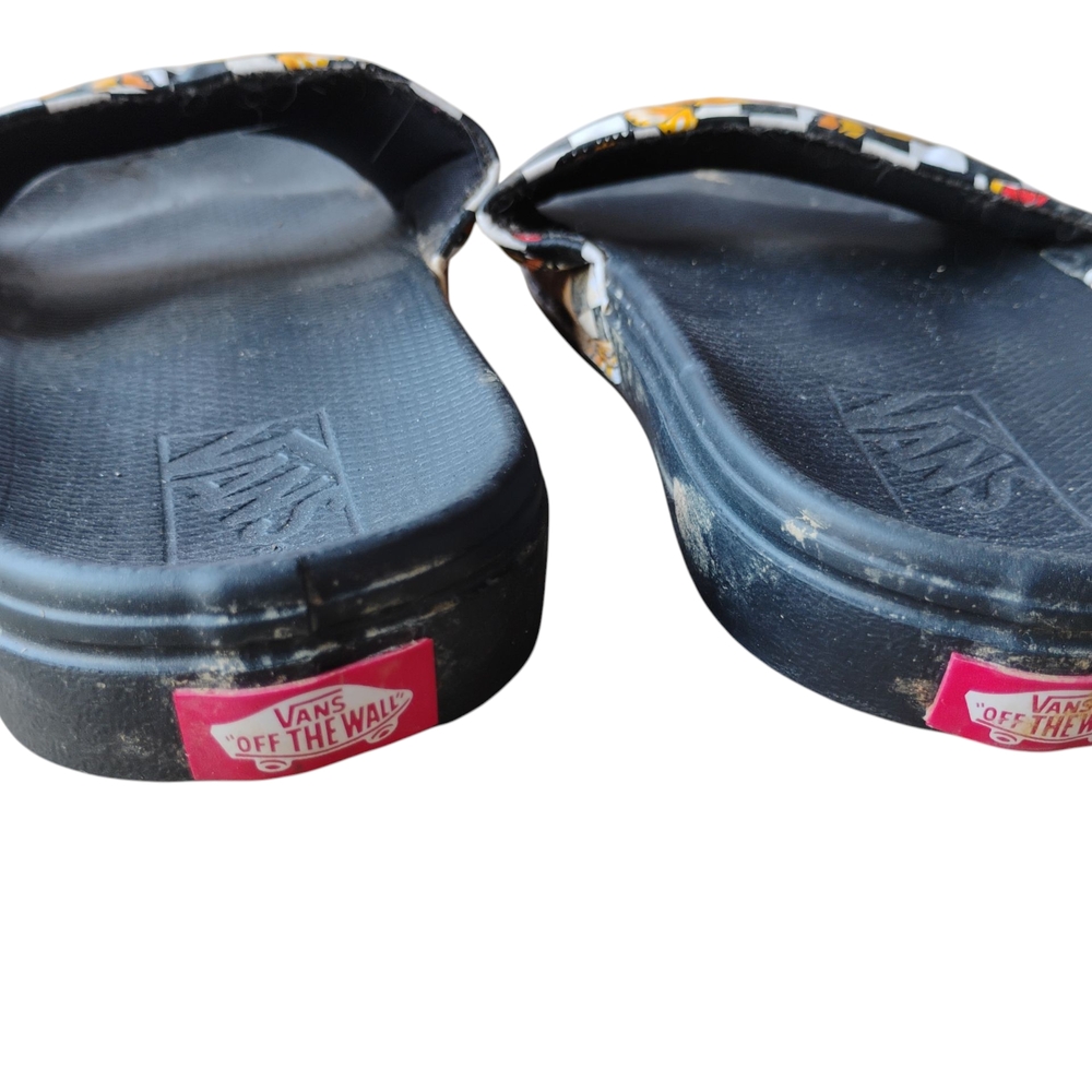 Vans Black and White Checkered Slides with Butterfly Design - Picture 3 of 4